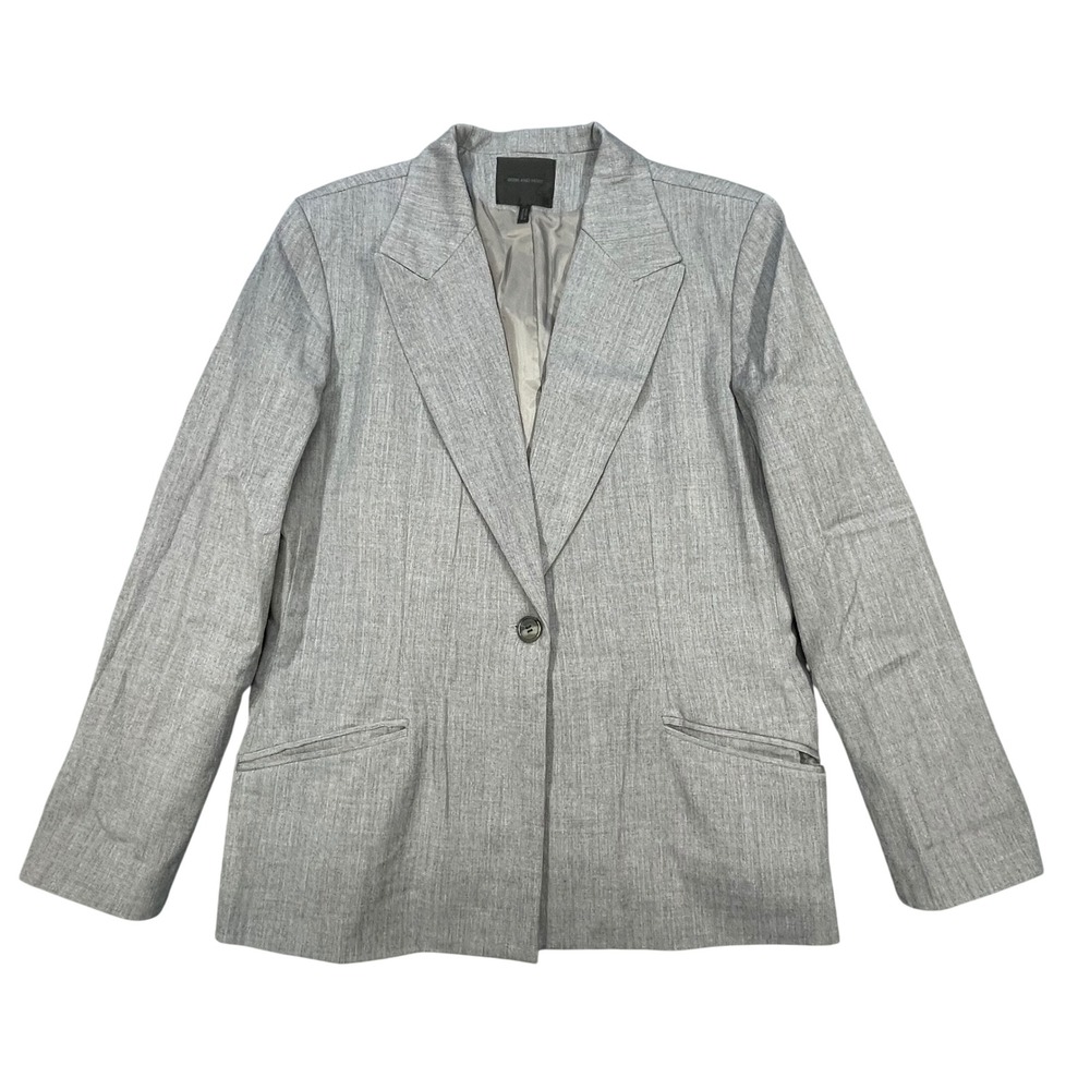 Bern and Mort Gray Wool One Button Blazer Jacket Women Size 16